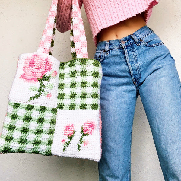 Rose Garden Tote Bag by Carolannie Crochet